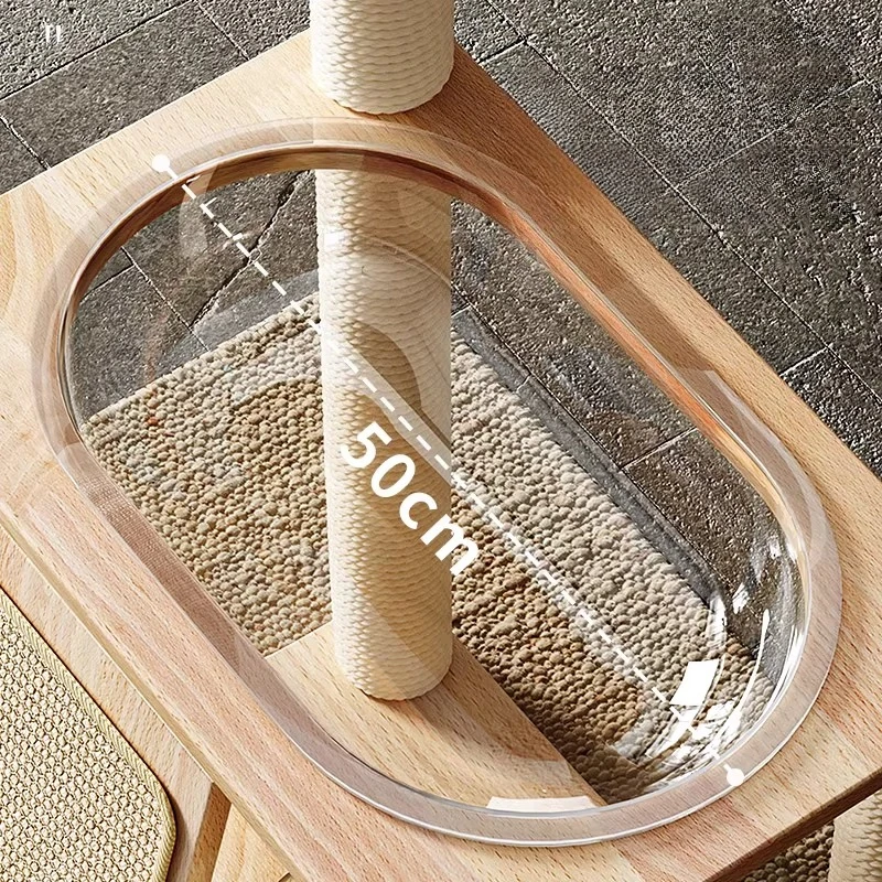 Árbol para gatos de madera maciza, torre para gatos de interior, cama transparente, juguete de Sisal, rascador, garra, mascotas, Catnap, hamaca, poste de árbol para gatos - imagen 2
