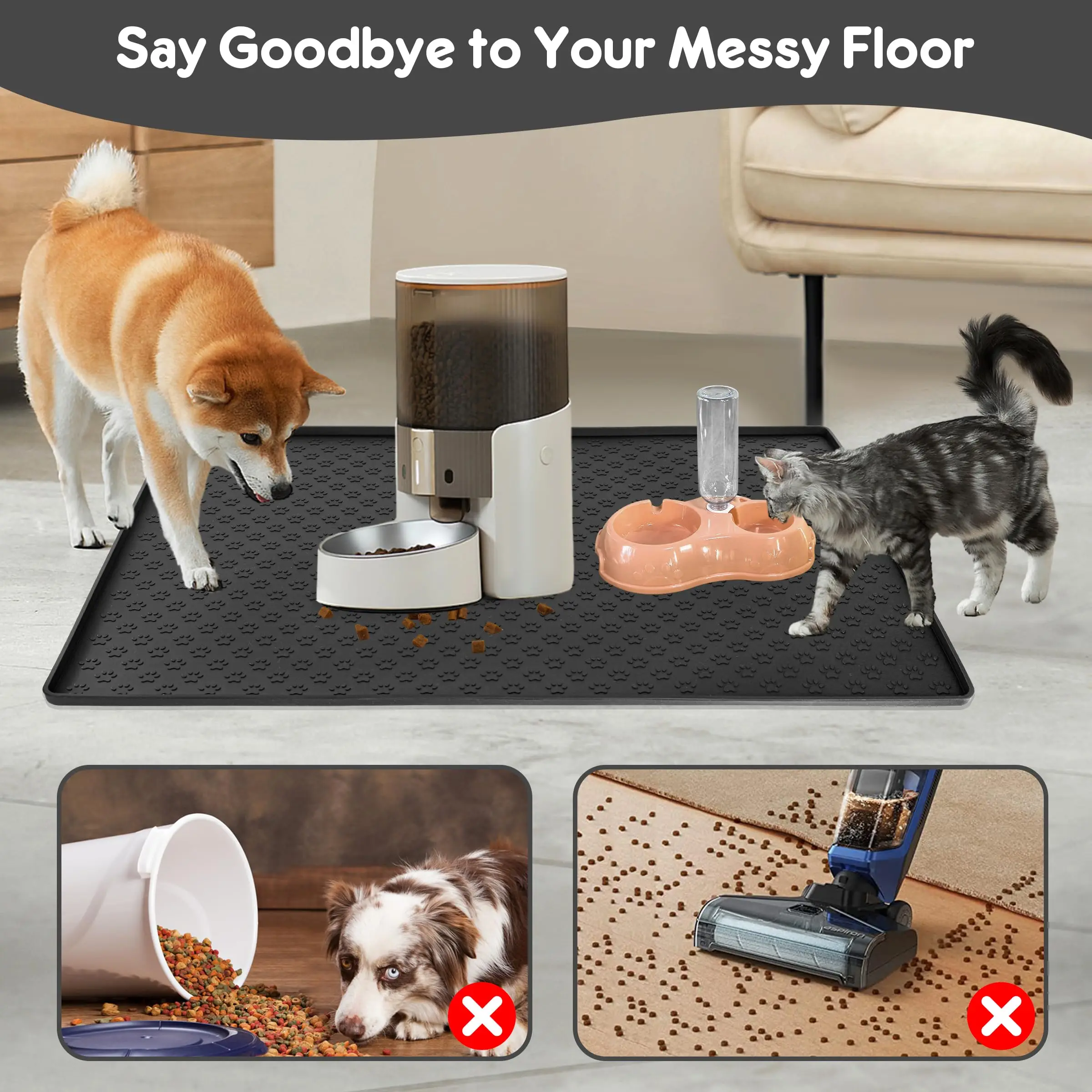 Mantel Individual para mascotas, sin pastillas, fácil de limpiar, plegable, estera de alimentación para perros y gatos, estera impermeable antideslizante de silicona para mascotas - imagen 4