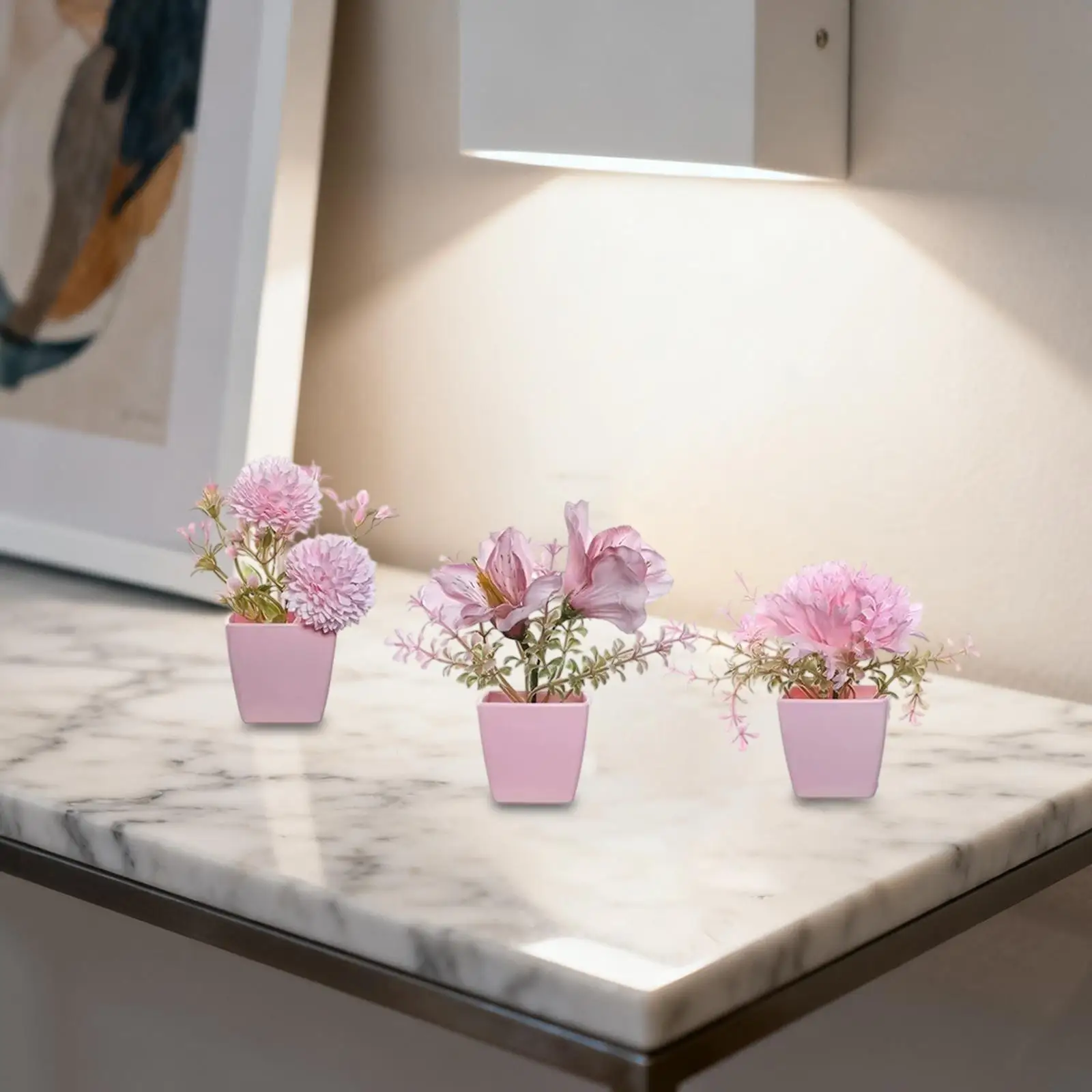 3 uds flores falsas en maceta accesorios para fotos plantas falsas flores artificiales decoración de escritorio para mesa casa estantería sala de estar - imagen 4