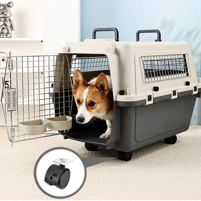 Transportín para gatos de línea aérea con tazón de comida, jaula para gatos transpirable de viaje, jaula para perros portátil de aviación grande, transportadores para mascotas en avión - imagen 2