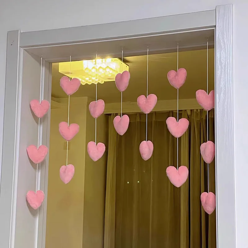 Cortina colgante de puerta romántica en forma de corazón, colgante de cuerda de estilo coreano, cortina de puerta divisoria, accesorios de decoración para dormitorio - imagen 2