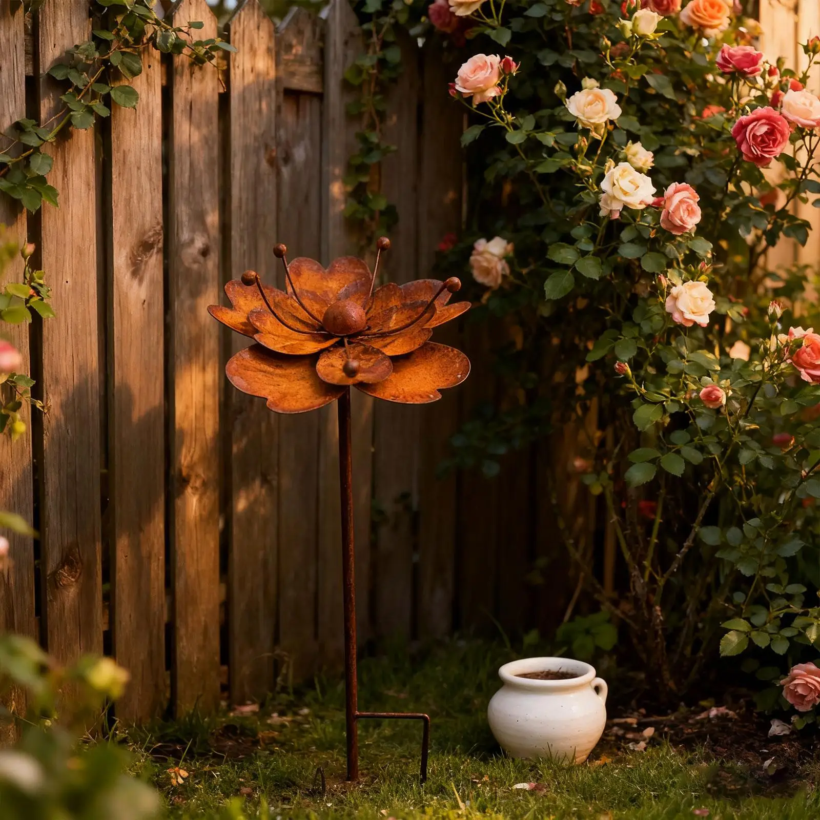 Flowers Garden Stake Lawn Ornament Yard Stake Garden Decor for Yard Pathway Outside