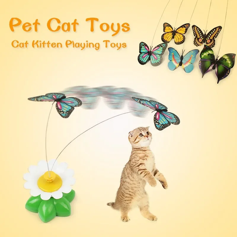 Juguete para Gato giratorio eléctrico, mariposa voladora, pájaro, rompecabezas automático para gatos, juguetes de entrenamiento inteligente, juguete divertido, suministros para mascotas - imagen 2