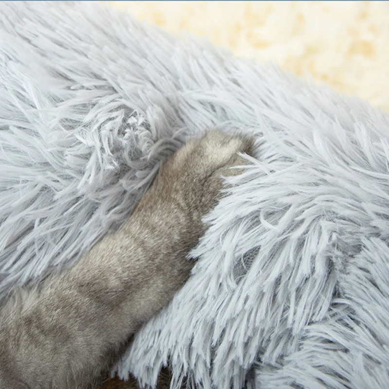 Cama rectangular de felpa cálida para mascotas, cojín de piel sintética mullida para perro y gato, esterilla para dormir en interiores - imagen 3