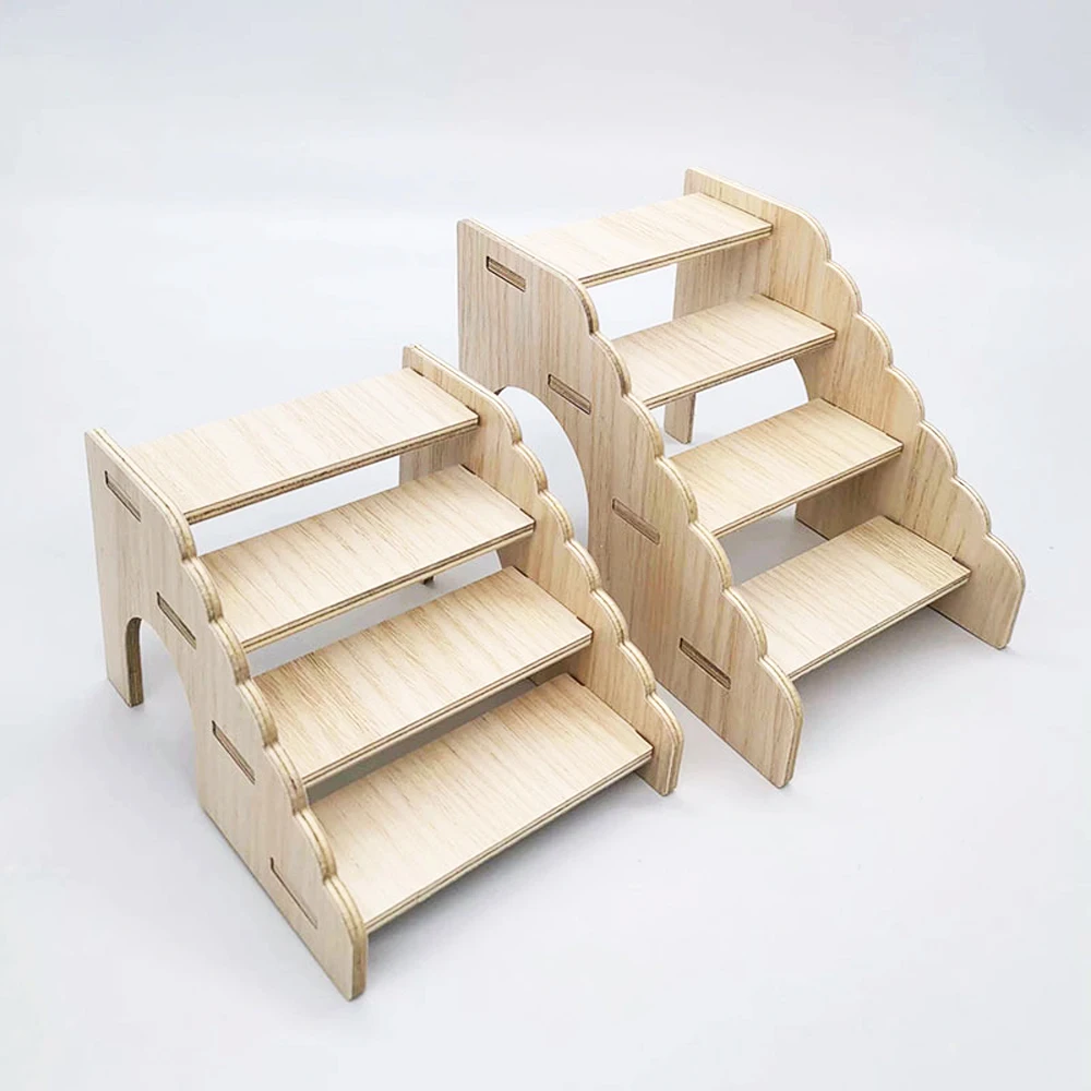 Escalera de escalada de madera para hámster, plataforma de baño y oculta de varios niveles para mascotas pequeñas, Chinchillas, gerbils, escalera para hámster, 1 ud. - imagen 4