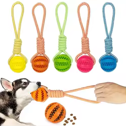 Pelota de juguete para perros con cuerda, pelotas interactivas con fugas para perros pequeños y grandes, juguetes para masticar resistentes a mordeduras, accesorios para entrenamiento de cachorros para mascotas