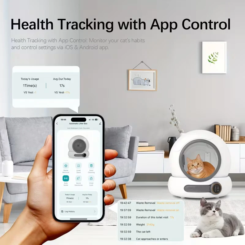 Caja de arena autolimpiable para gatos con app y desodorizante - imagen 5