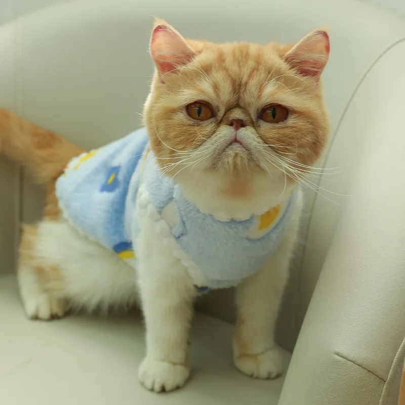 Ropa cálida de invierno para gatos, chaleco con estampado bonito para cachorros, ropa suave de felpa para mascotas, disfraz para perros pequeños y gatitos, accesorios para gatos - imagen 4