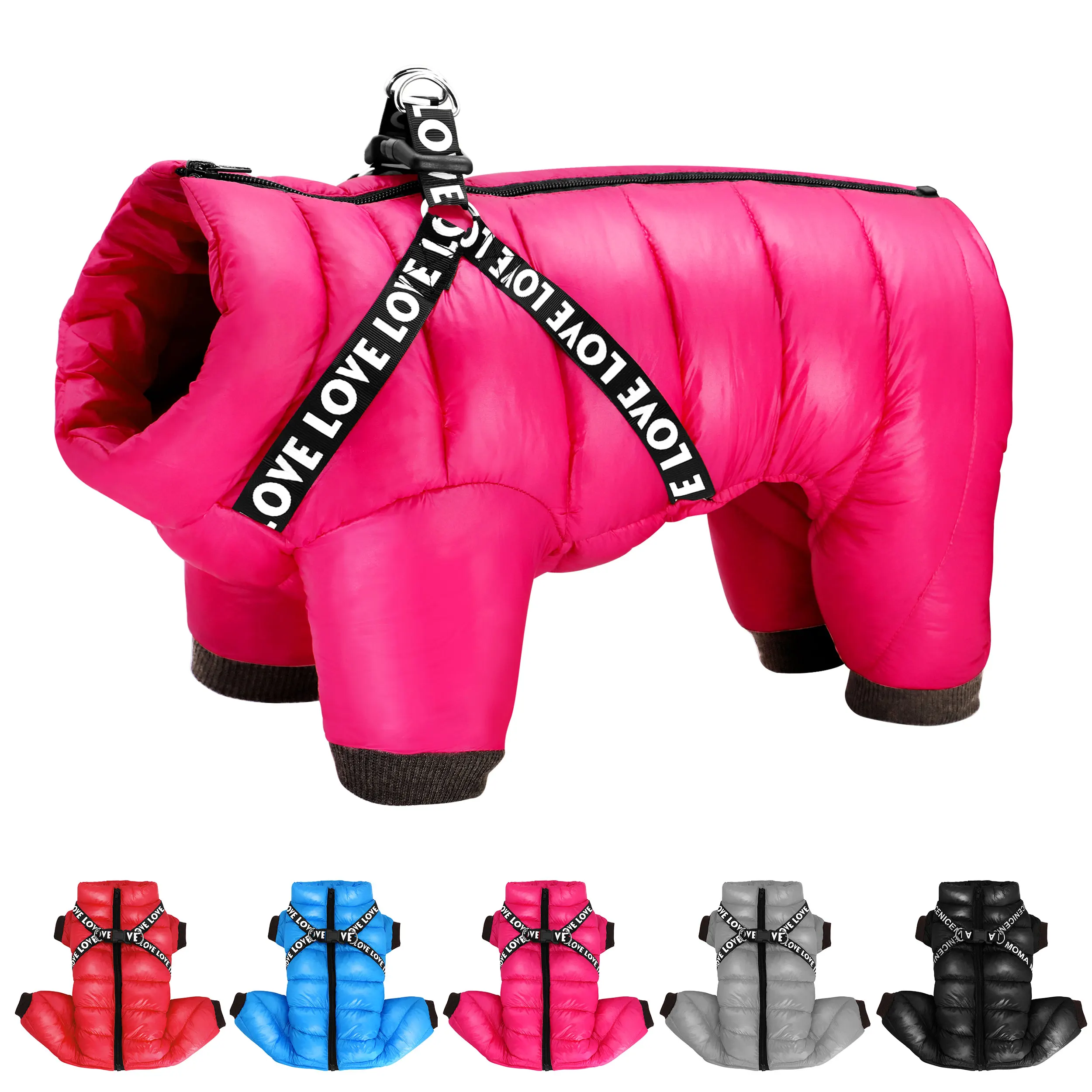 Ropa de invierno para perros, chaqueta muy cálidas para perros, abrigo con arnés, ropa impermeable para cachorros, sudaderas con capucha para perros pequeños y medianos - imagen 4