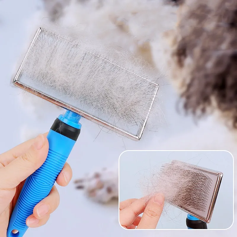 Cepillo para perros, peine de masaje para perros, mango cómodo, cepillos para perros, peine de acero inoxidable para el cuidado de perros, removedor de pelo para mascotas, suministros para mascotas - imagen 5