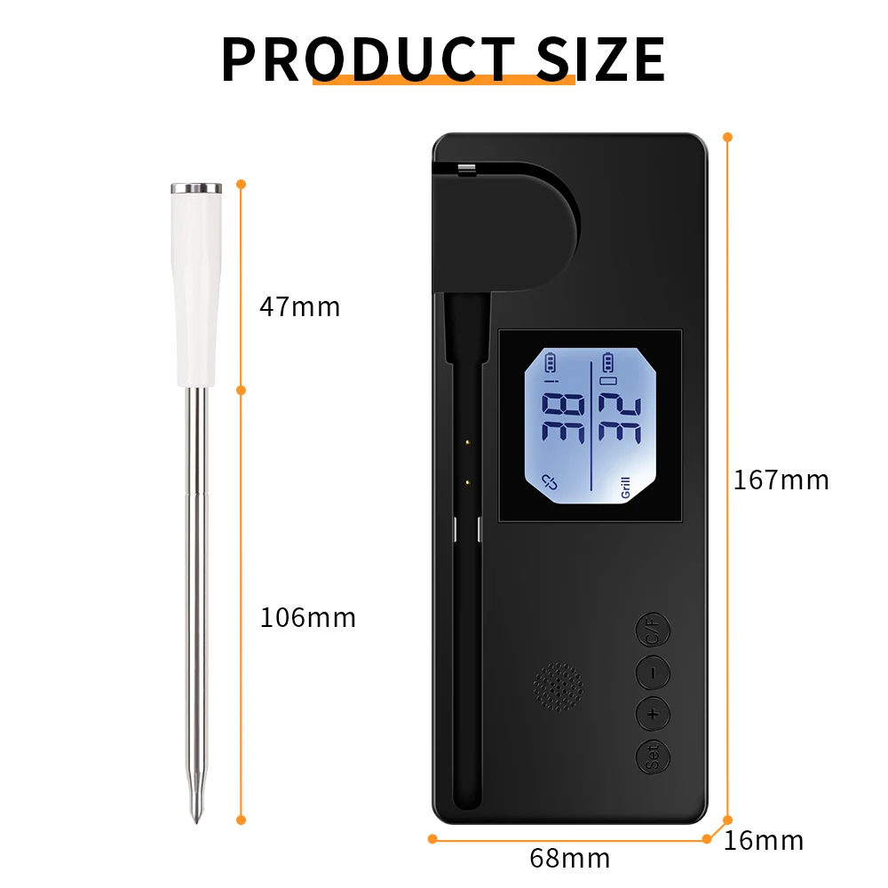 Termómetro inalámbrico inteligente para barbacoa, Bluetooth, probador de temperatura de alimentos y carne, termómetro de Control por aplicación Monile para horno, parrilla y barbacoa - imagen 5
