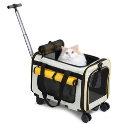 Bolsa transporte con carrito plegable para gatos y perros pequeños