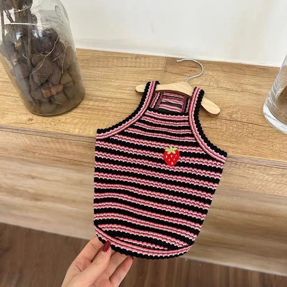 Pet primavera tejido correa a rayas perros pequeños Teddy fino Schnauzer mascota cachorro pequeño camiseta sin mangas chaleco refrescante para perro - imagen 3