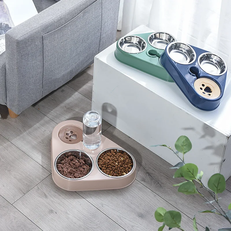 3 cuencos de comida para perros y gatos, botella de agua, cuencos de bebida y comida, cuenco de agua potable automático - imagen 3