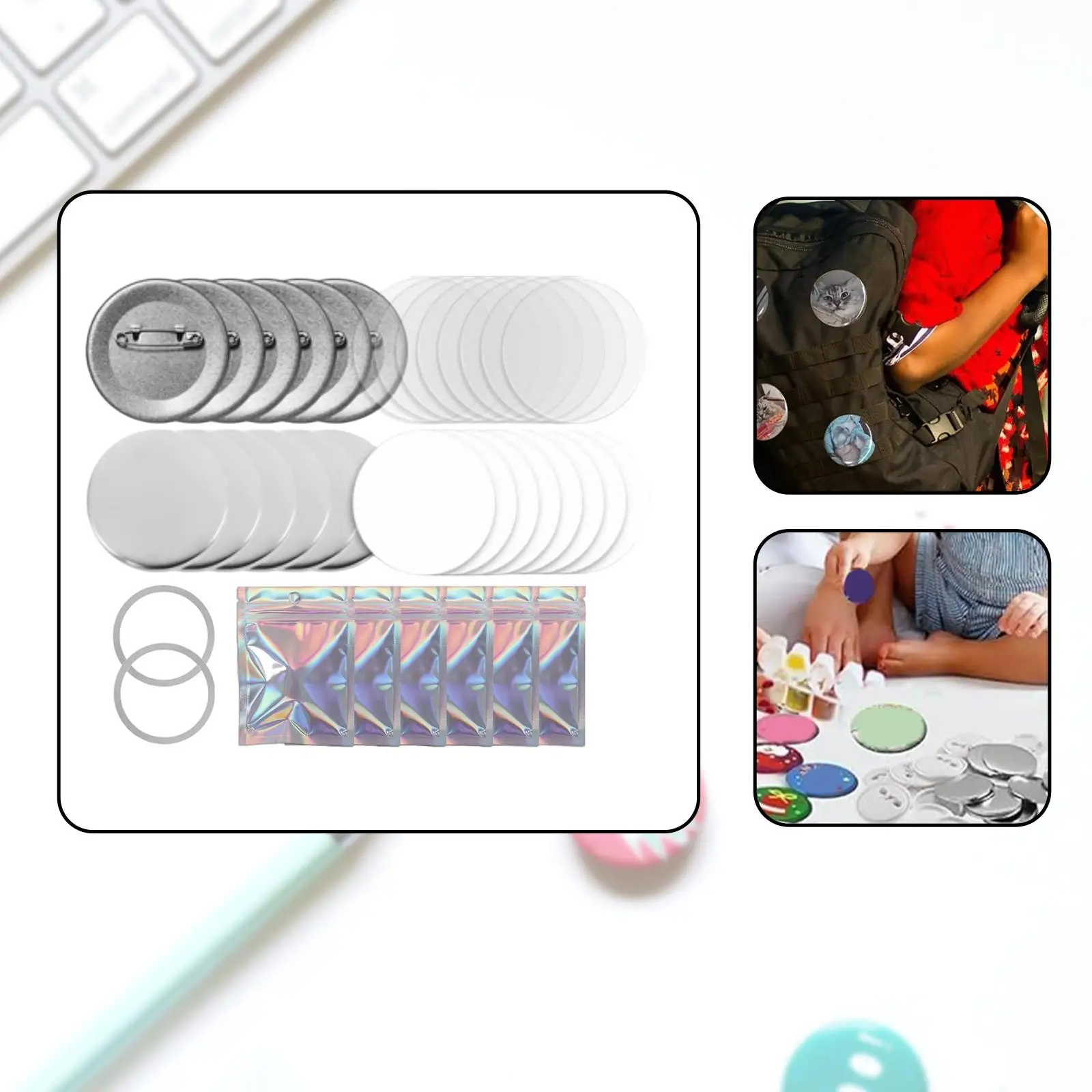 902 piezas de suministros para hacer botones, insignia redonda, piezas de botones, alfileres vacíos DIY para eventos académicos