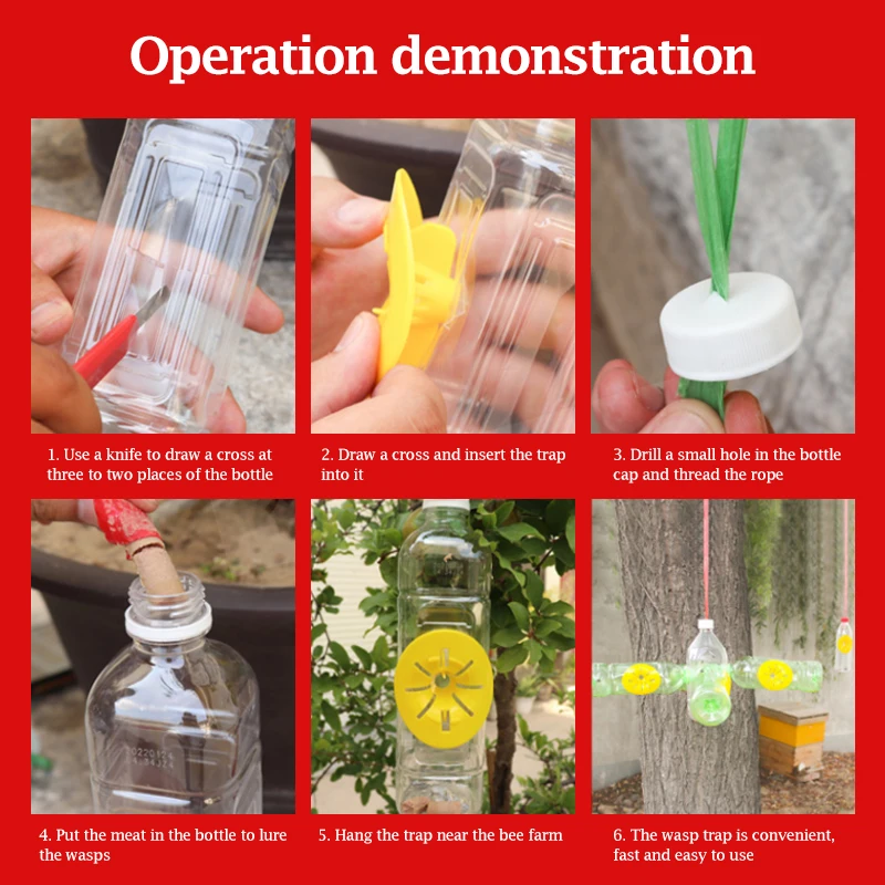 Trampa de avispas en forma de flor para jardín, embudo de insectos voladores, herramienta de Control de plagas colgante al aire libre, 5 a 10 unidades - imagen 3