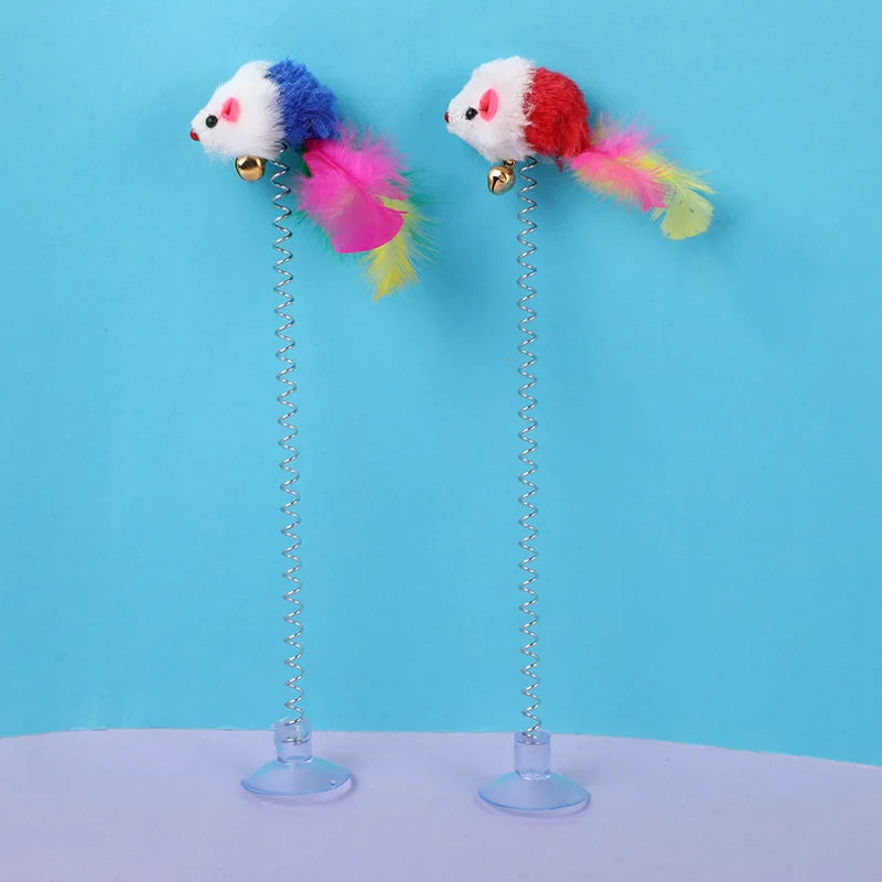 Juguete interactivo para gatos con ventosa, columpio elástico, cinturón de plumas, sonido de campana, punto de ratón, venta al por mayor - imagen 2