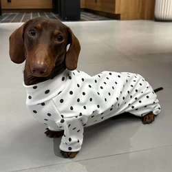 Pijama de algodón con lunares para perro salchicha – Blanco para otoño