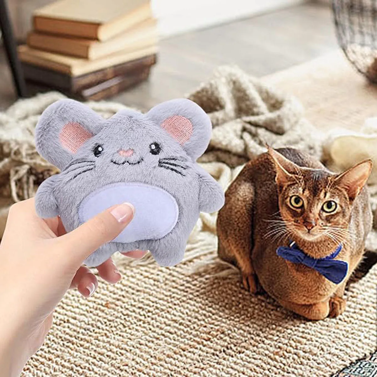 Nueva muñeca de peluche, ratón, conejo, animal de dibujos animados, gato, perro, juguete doble para mascotas, juguete para gatos autoexcitador resistente a mordeduras suaves - imagen 2