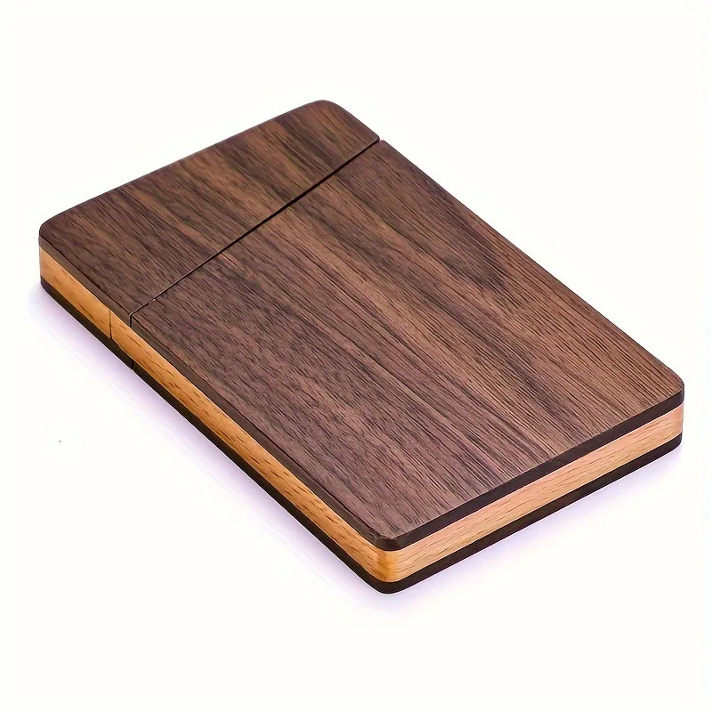 Tarjetero de madera portátil para hombre, tarjetero delgado, accesorios de escritorio ganizer para tarjetas de visita de madera