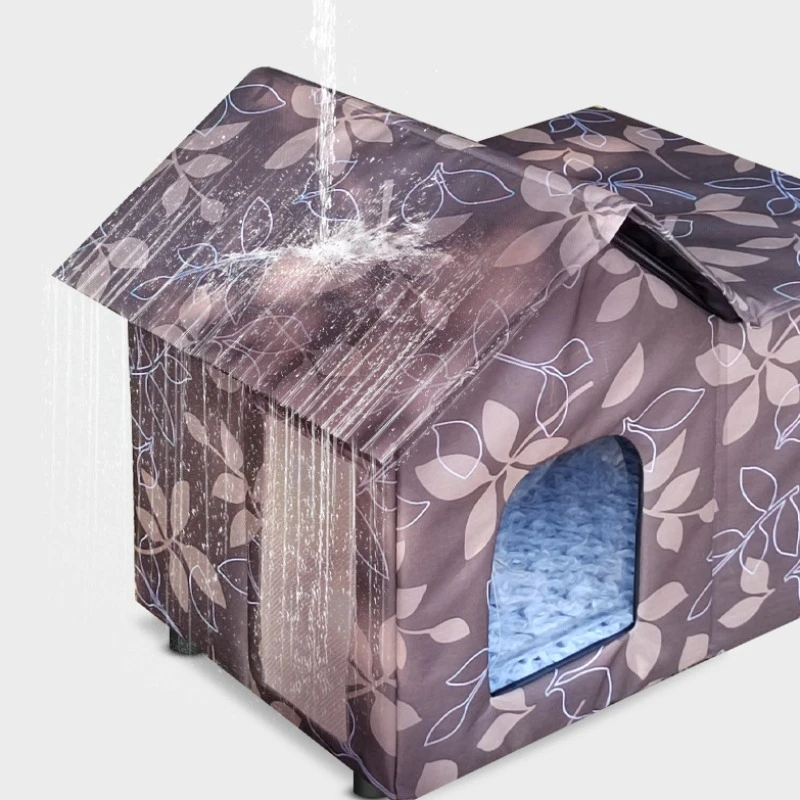 Casa impermeable para gatos, cama para gatos a prueba de lluvia para exteriores, cerrada, a prueba de viento, plegable, suave, aislamiento, casas para mascotas a prueba de humedad - imagen 3