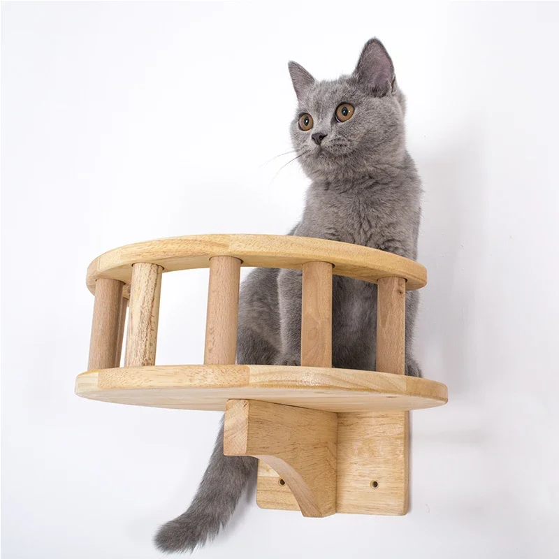 Árbol rascador de madera para gatos con escalones, hamaca y barandilla - imagen 3