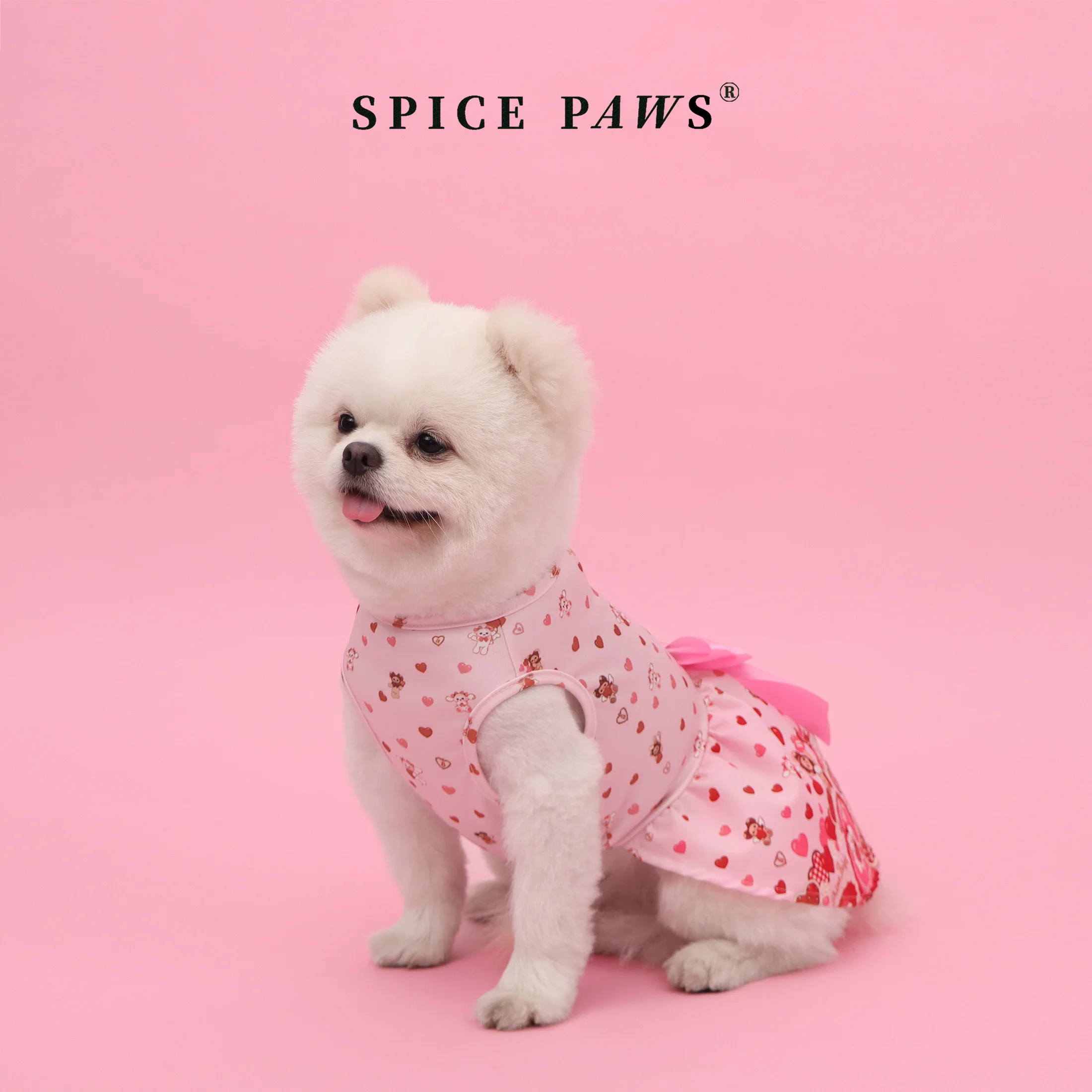 Vestido para perros con corazón rosa y moño suave – San Valentín - imagen 4