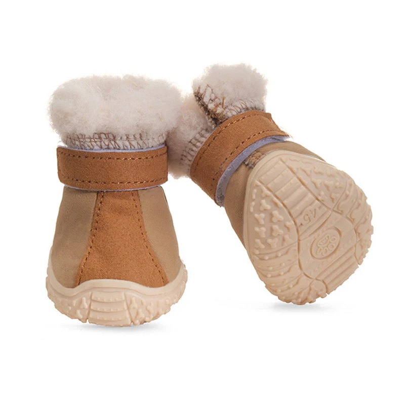Zapatos de invierno para perros, botines de nieve de gamuza repelente al agua para perros pequeños, forro polar grueso, botas de nieve cálidas para perros, antideslizantes ajustables - imagen 5