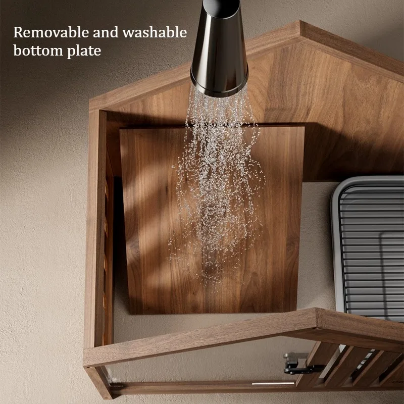 Cama para perros de madera maciza con inodoro para perros, inodoro de lujo para casa, camas para cachorros transpirables semicerradas, perrera para perros de interior fácil de limpiar - imagen 4