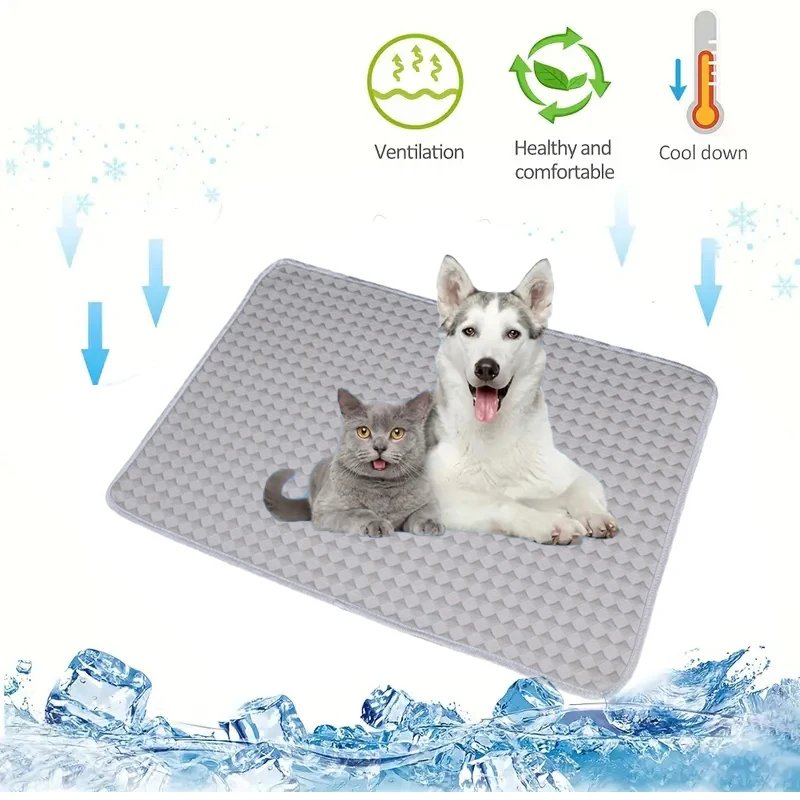 Estera de seda de hielo impermeable refrescante para mascotas de verano, almohadilla para dormir y descansar para mascotas, estera portátil ligera para mascotas - imagen 4