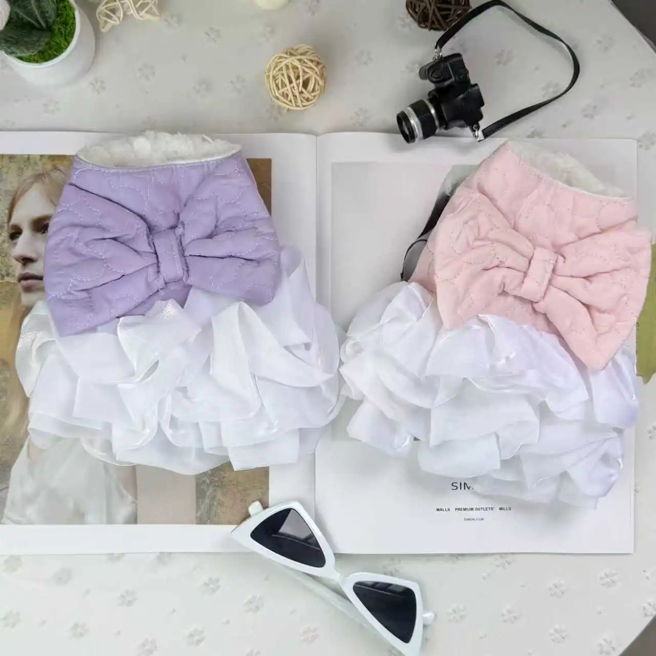 Ropa gruesa de invierno para perros, vestido de algodón con lazo, vestido de princesa para perros pequeños, vestido tutú, ropa para perros