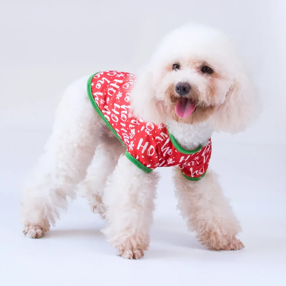 Ropa navideña para perros, camisas para mascotas, chaleco para cachorros, estampado navideño, muñeco de nieve, Reno, Papá Noel, camisas para perros y gatos - imagen 2