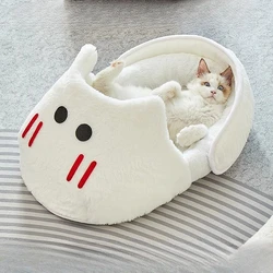 Cama semicerrada para gatos, zapatillas cálidas de invierno, cama para gatos, saco de dormir extraíble transpirable para gatos, juguetes suaves para perros de alta resistencia