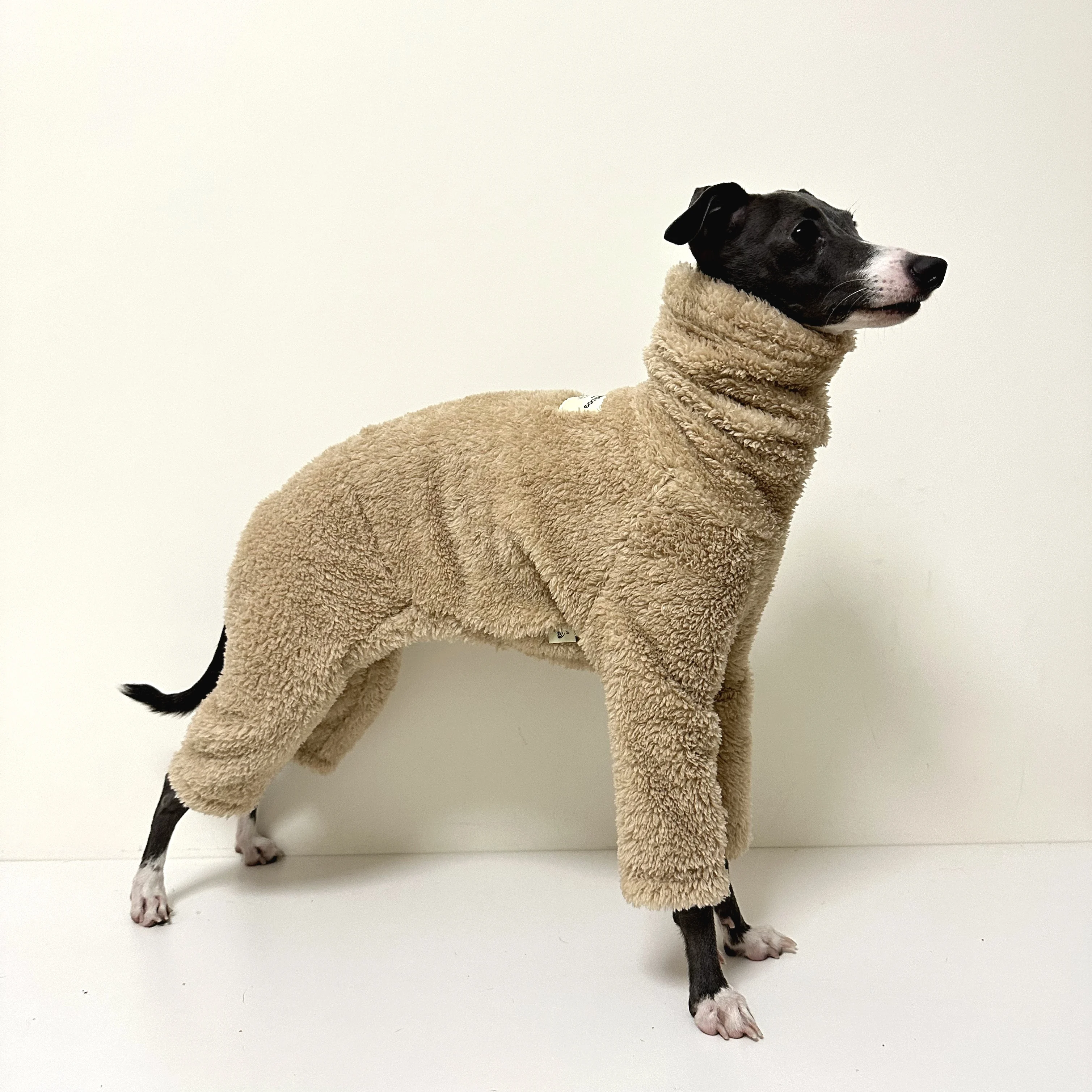Ropa de invierno para perros galgo italiano de cuatro patas, mono marrón de cuello alto Whippet de doble cara para perros grandes y medios pequeños