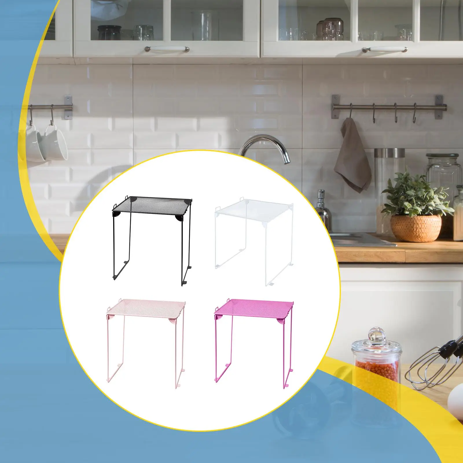 Mesh Organizer Shelf Folding for Gym and Work Space Saving Stackable Sturdy Versatile Under Cabinet Organization Holder