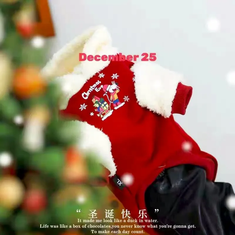 Ropa de Navidad para mascotas, ropa de vacaciones de Año Nuevo, sudaderas con capucha para perros de alce, abrigo de otoño e invierno, chaqueta gruesa y cálida para cachorros