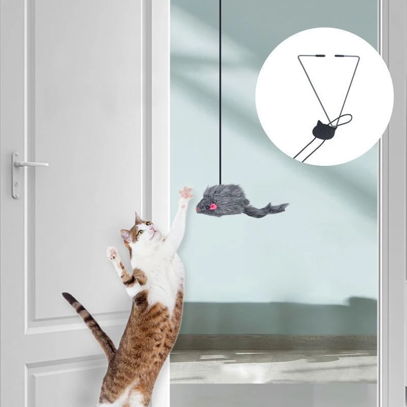 Juguete interactivo Para gatos, Clip colgante Para puerta, ratón de felpa, puerta colgante autohi, juguete elástico divertido Para gatos, Juguetes Para Gatos Rascador