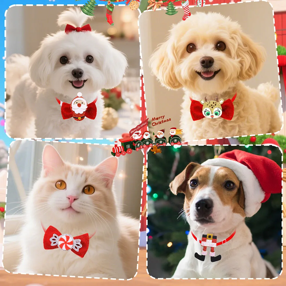 50 Uds. De pajaritas bonitas para perros para Navidad, pajarita navideña a la moda exquisita, corbatas para perros pequeños, accesorios de aseo para mascotas - imagen 2
