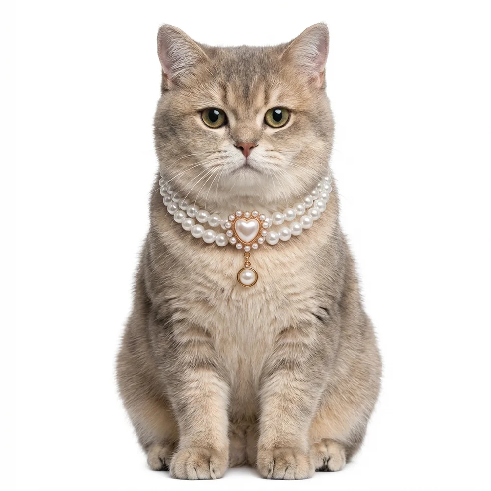 Collar de perlas con gema corazón para perros y gatos pequeños - imagen 4