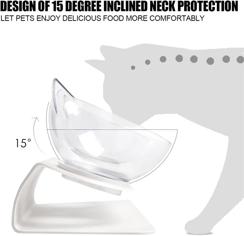 Cuencos para gatos elevados dobles antideslizantes con soporte, 15 cuencos de riego y alimentación para gatos elevados, cuenco alimentador para mascotas con protector para el cuello para gatos - imagen 4