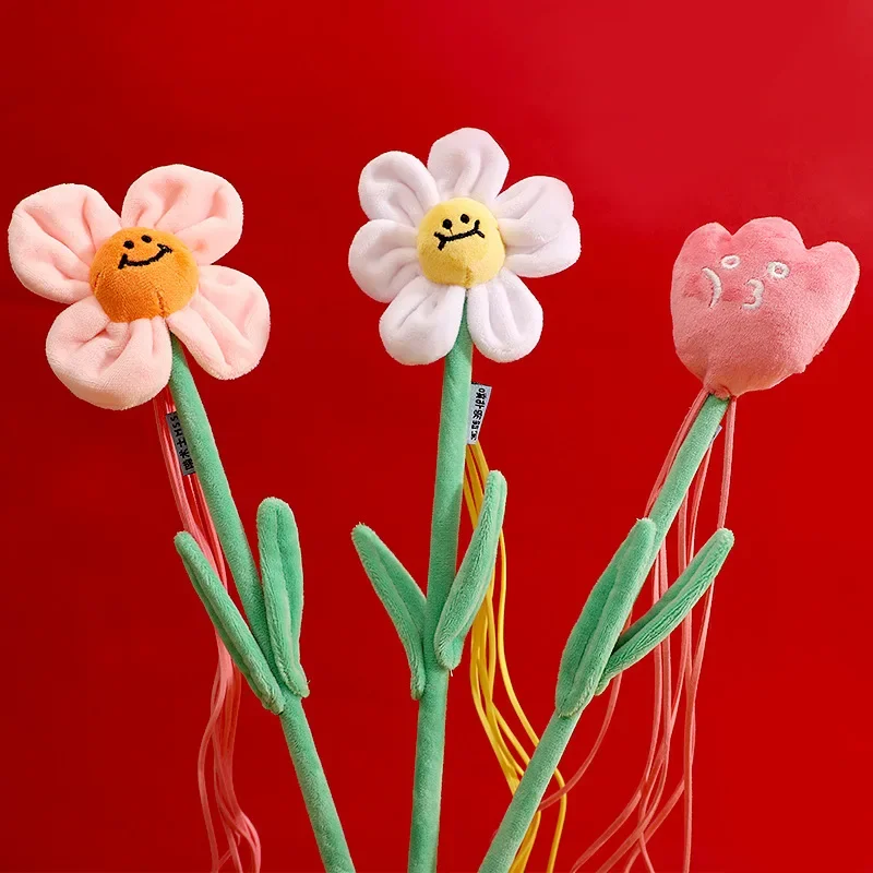 Ins nueva flor gato varita gatos con menta juguete de peluche interactivo juguete chirriante flor gatos varita juguetes gato interactivo de peluche - imagen 2