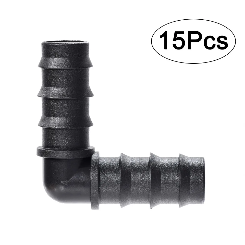 15 Uds. Conectores de codo de plástico para tubería de PE de 16mm, 20mm y 25mm, divisor de riego de jardín, accesorios de ajuste de manguera de riego de césped - imagen 2
