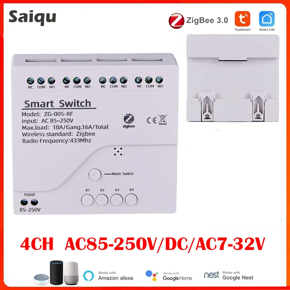 Módulo de relé Zigbee Tuya 4 canales