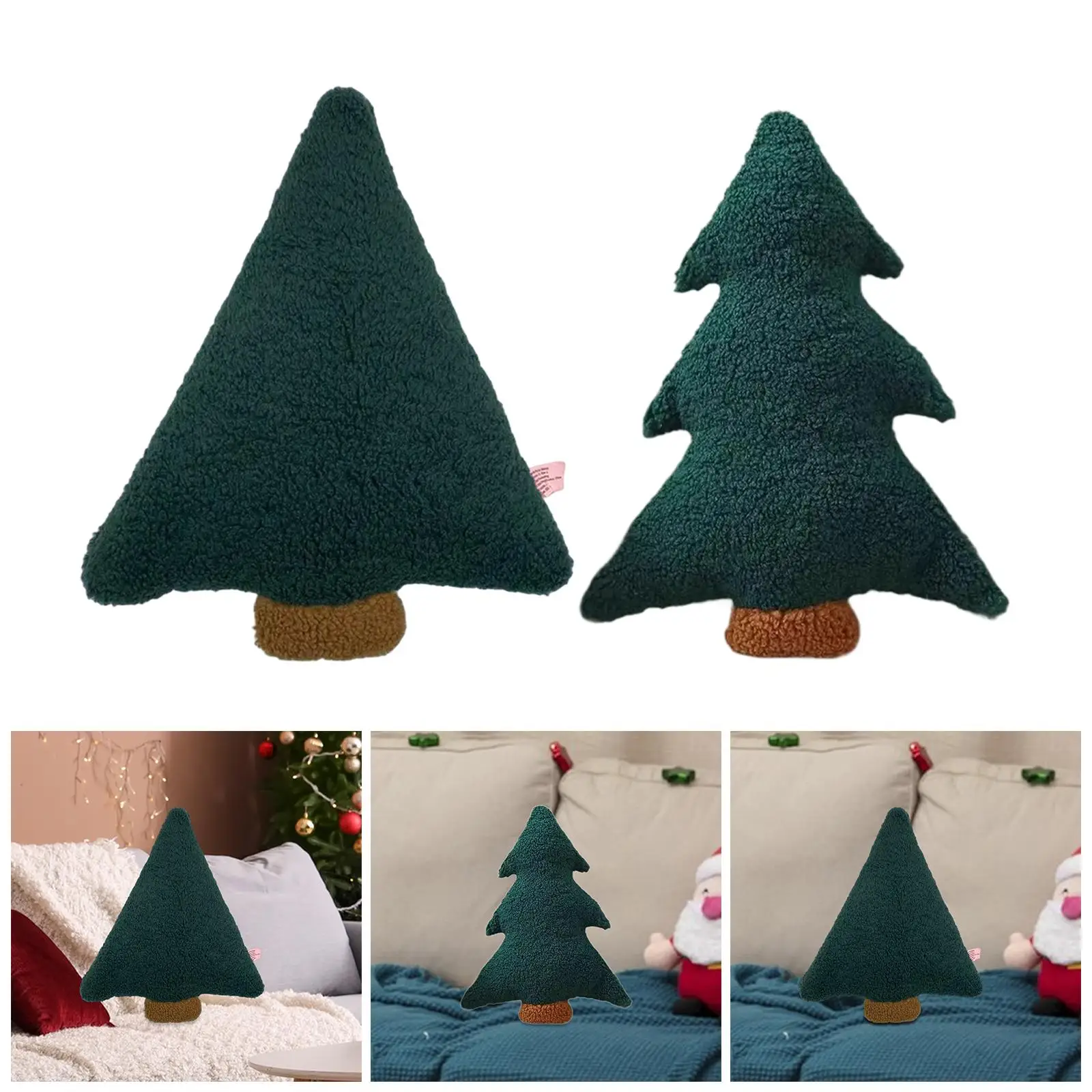 Almohada de árbol de Navidad, decoración navideña, regalo festivo decorativo de invierno, lindo, almohada en forma de árbol de peluche para sofá de fiesta de coche - imagen 4