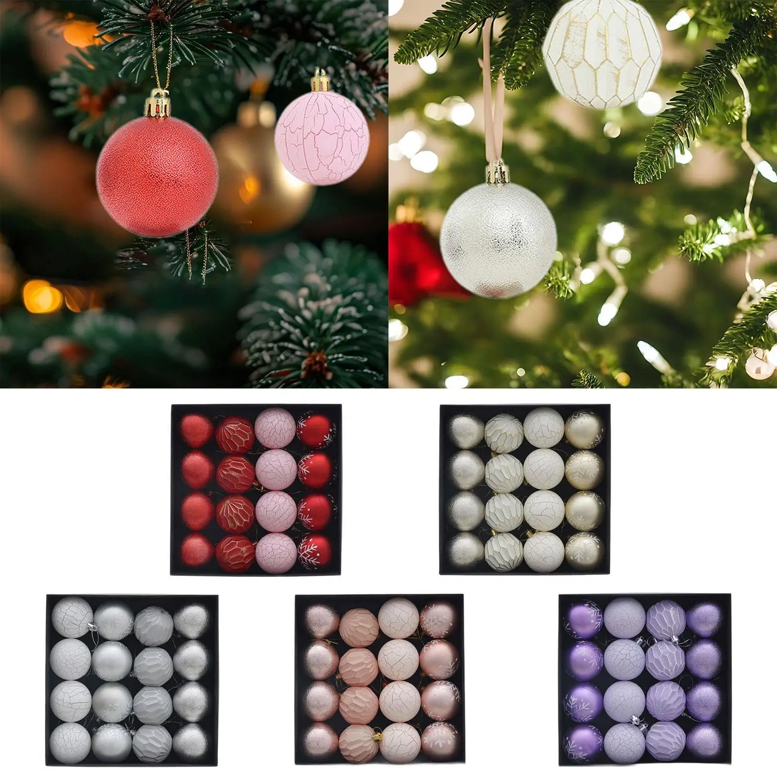16Pcs Christmas Ball Ornaments Shatterproof Party Supplies DIY Baubles Hanging Balls Christmas Ornaments for Indoor Celebration