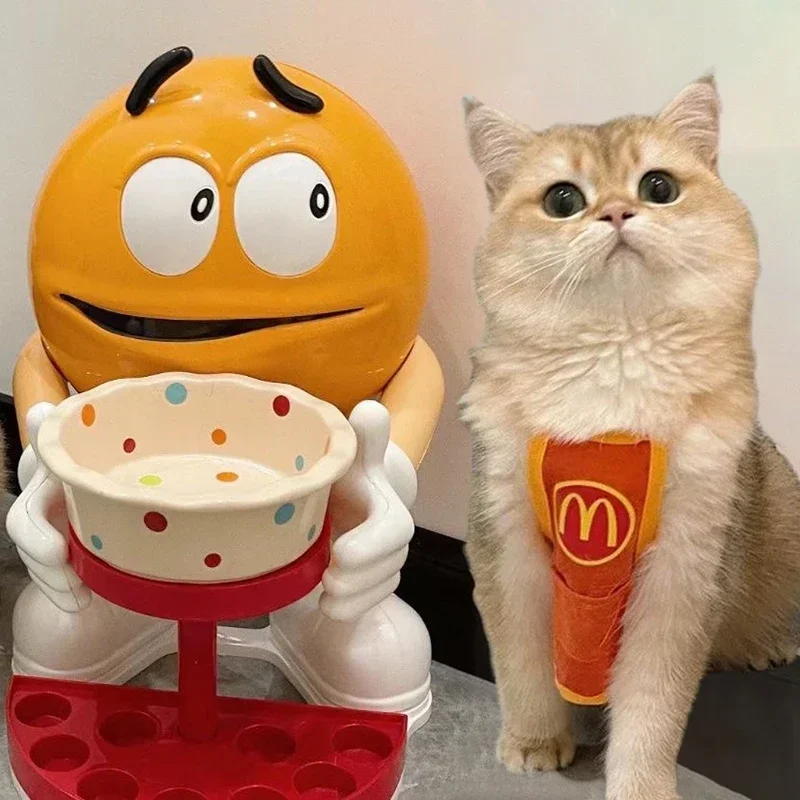 Cuenco de agua para alimentación de gatos, estatua de hombre de frijol de Chocolate M elevada, cuenco para cachorros, alimentador elevado, soporte para bebedero para gatos, adorno, suministros para mascotas