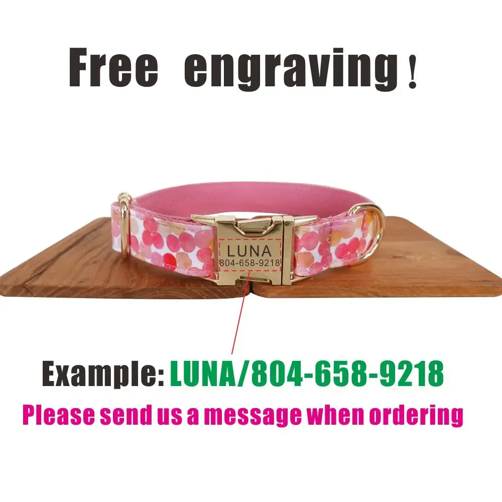 Collar personalizado para perro, accesorio para mascota con etiqueta de nombre de identificación, grabado gratis, burbuja rosa, correa para cachorro - imagen 4