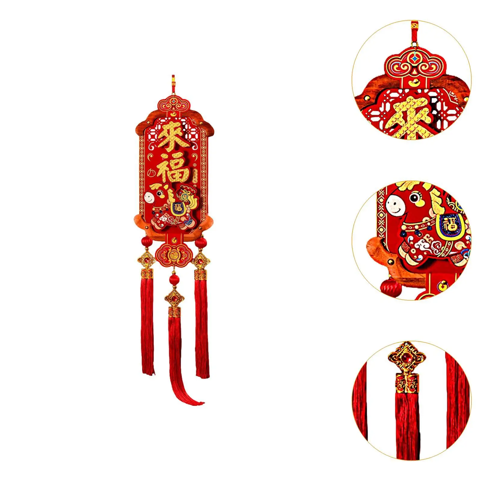 เครื่องประดับแขวนปีใหม่จีน ทำจากผ้าสักหลาดและไม้ ตกแต่งบ้านในเทศกาลฤดูใบไม้ผลิ ของตกแต่งนำโชคสำหรับงานปาร์ตี้ ประตู และผนัง - imagen 5