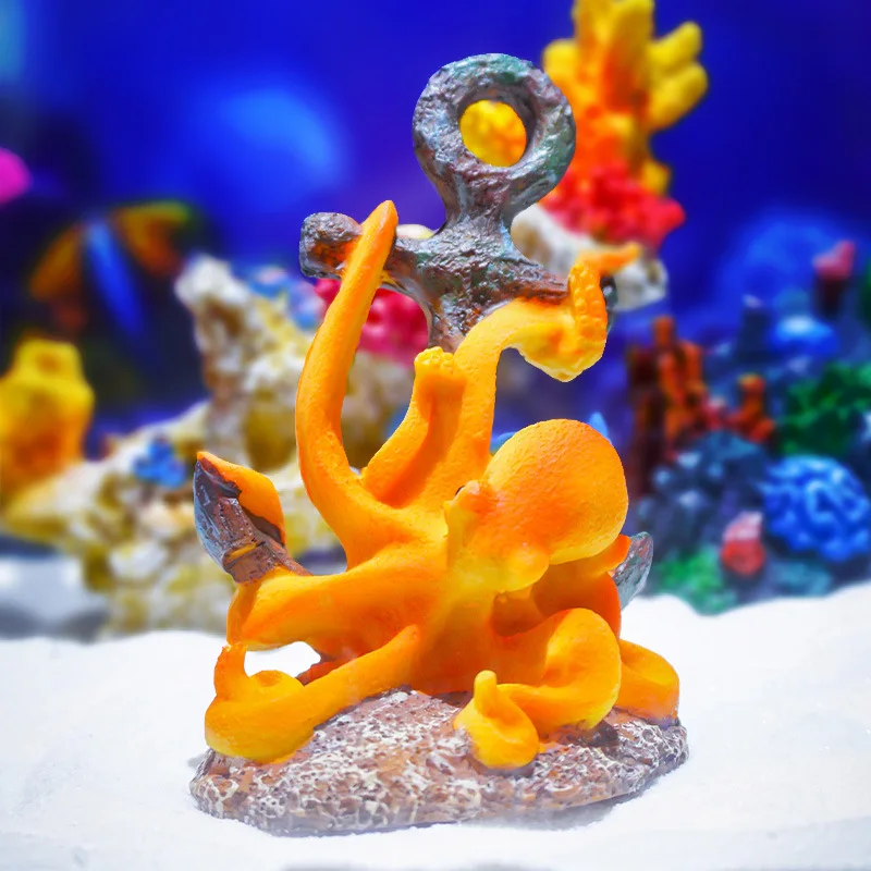 Adorno Acuario Resina – Pulpo y Tortuga Marina Decoración - imagen 3