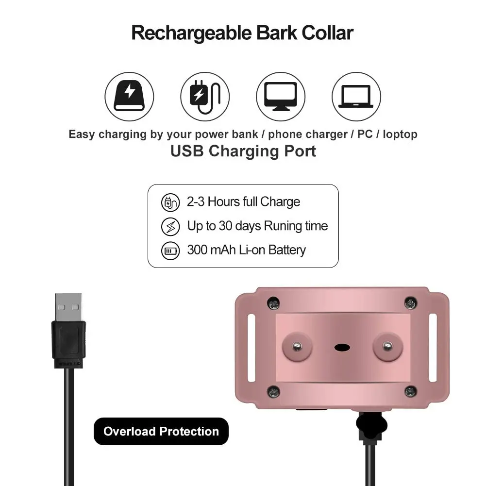 Collar antiladridos recargable con sensibilidad ajustable para perros - imagen 4